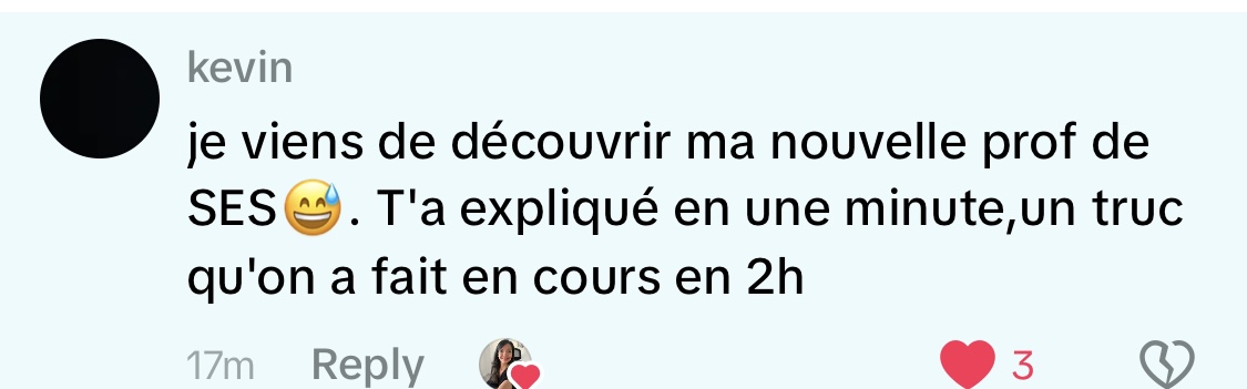 Commentaire : expliqué en une minute ce qu'on voit en deux heures de cours